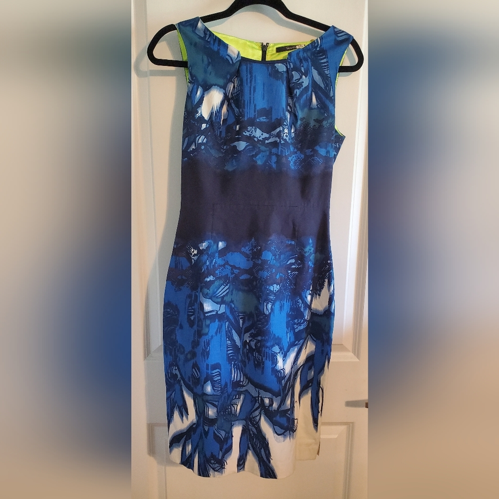 Tahari Sleeveless Blue and White Midi dress. Size 6.  Great condition.